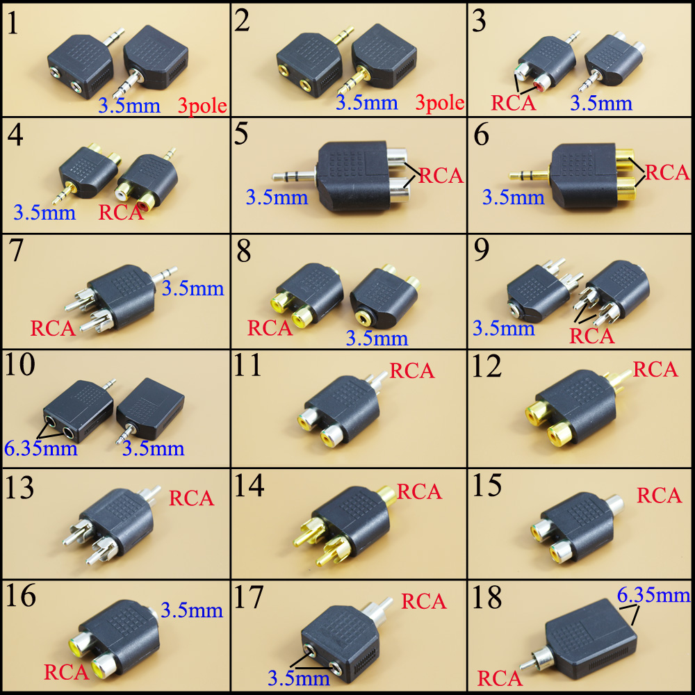 3.5mm/6.35 Female To 2 RCA Mal - Earphone Splitter Jack recension och pris